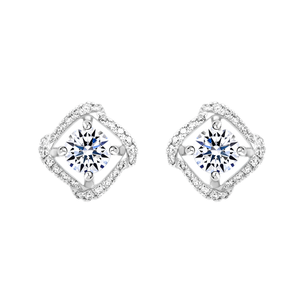 Hoa tai kim cương tấm vàng 14K Linity 3C