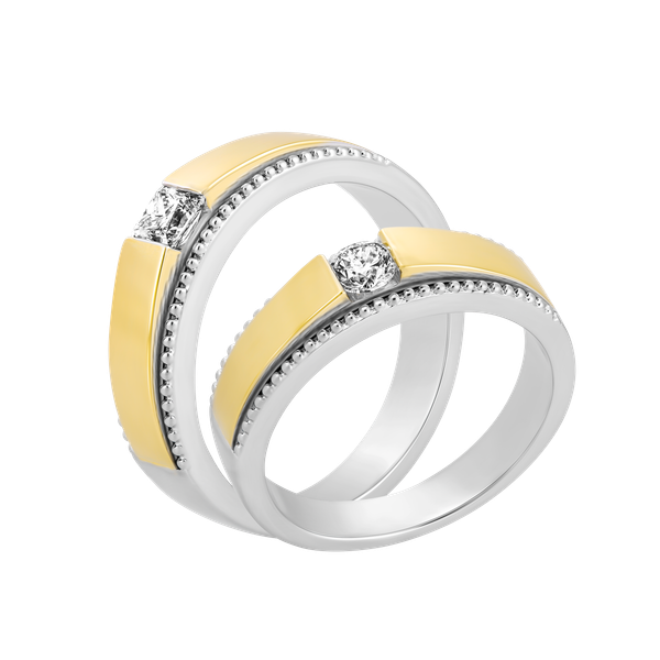 Nhẫn cưới nữ kim cương viên vàng 14K Sympathique RD1C F