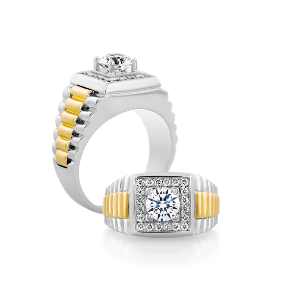 Nhẫn nam kim cương tấm vàng 14K Authentic 3C WY GVRG0192601