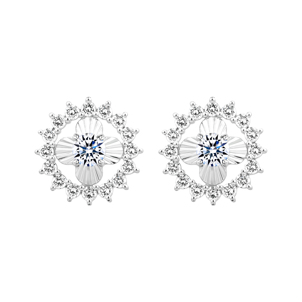 Hoa tai đính đá CZ vàng 18K Elvies