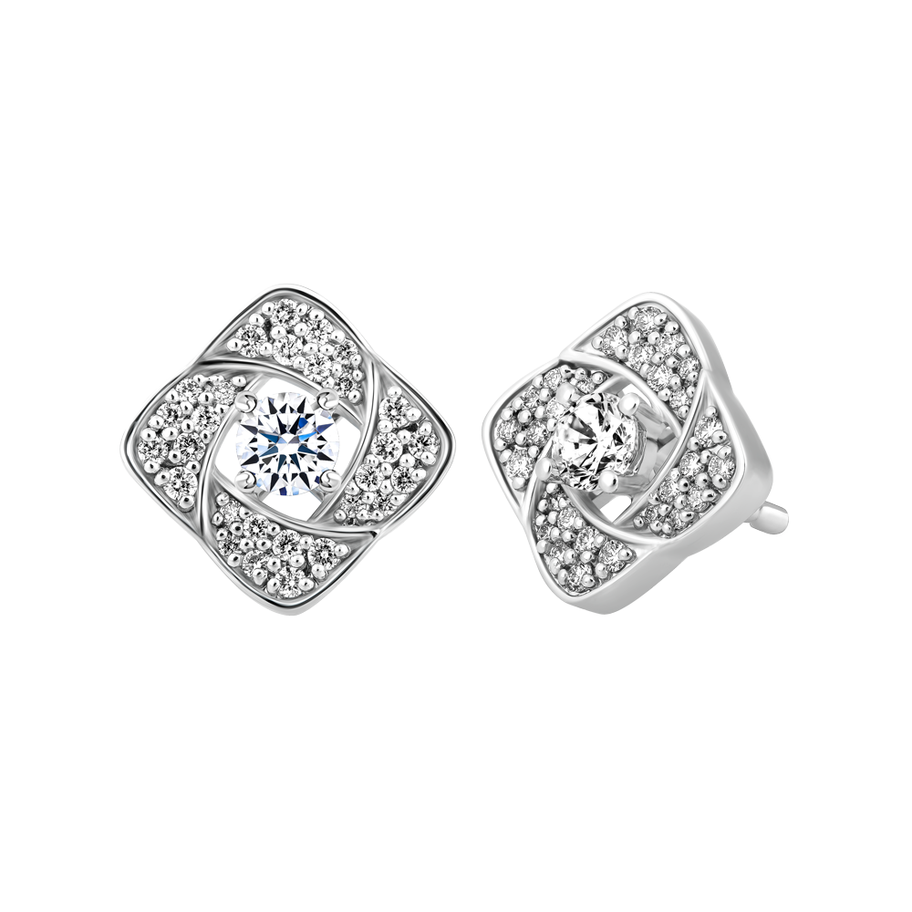 Hoa tai kim cương tấm vàng 14K Frisky 2C