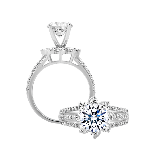 Ổ nhẫn nữ kim cương tấm vàng 14K Variety 1.5CT