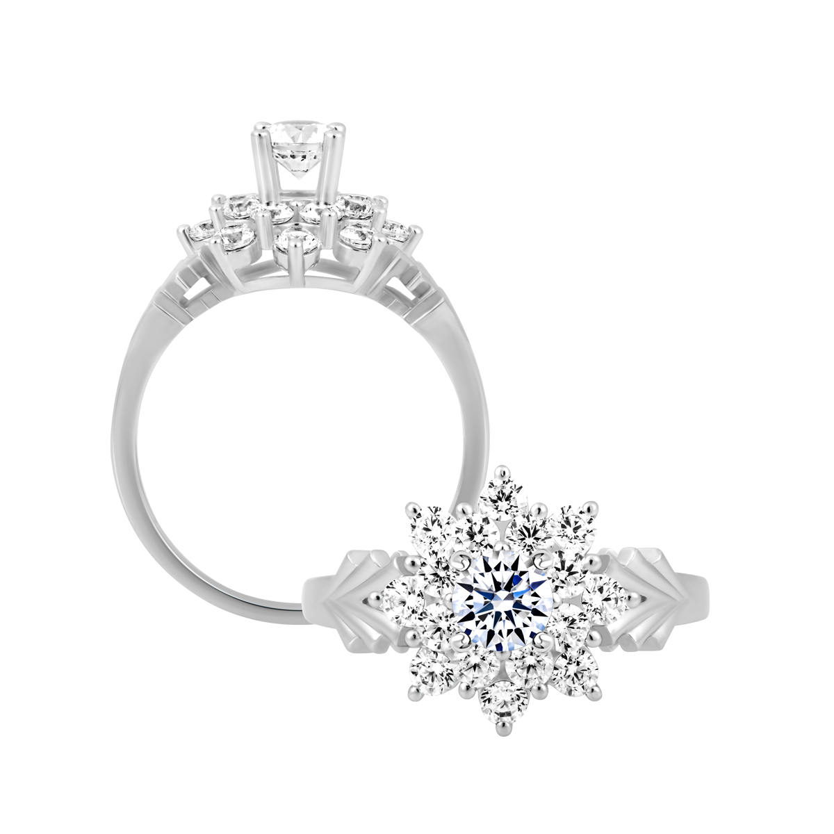 Nhẫn nữ đính đá CZ vàng 14K Editing 3C