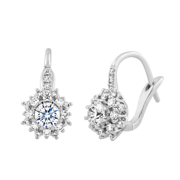 Hoa tai kim cương viên vàng 14K Camomile GIA 3C