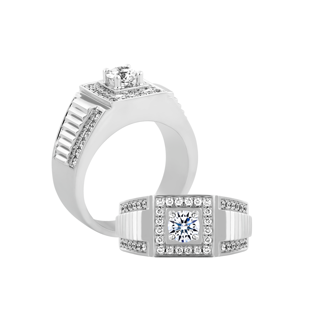 Nhẫn nam kim cương tấm vàng 14K Ralphnize 1CT W