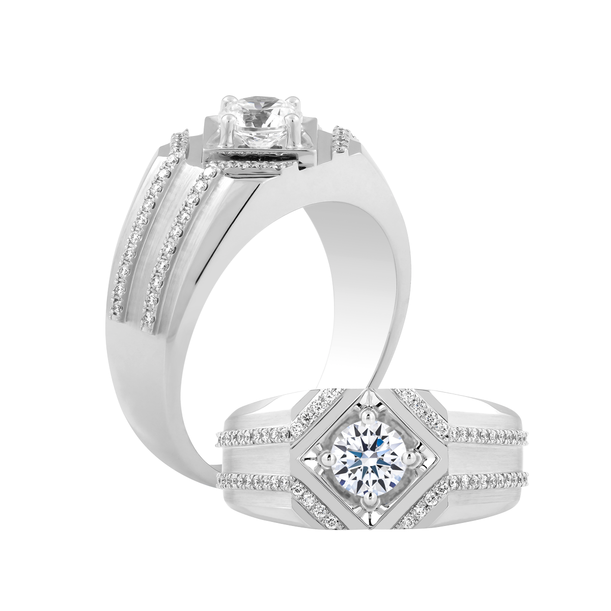 Ổ nhẫn nam kim cương tấm vàng 14K Diablo 1CT W