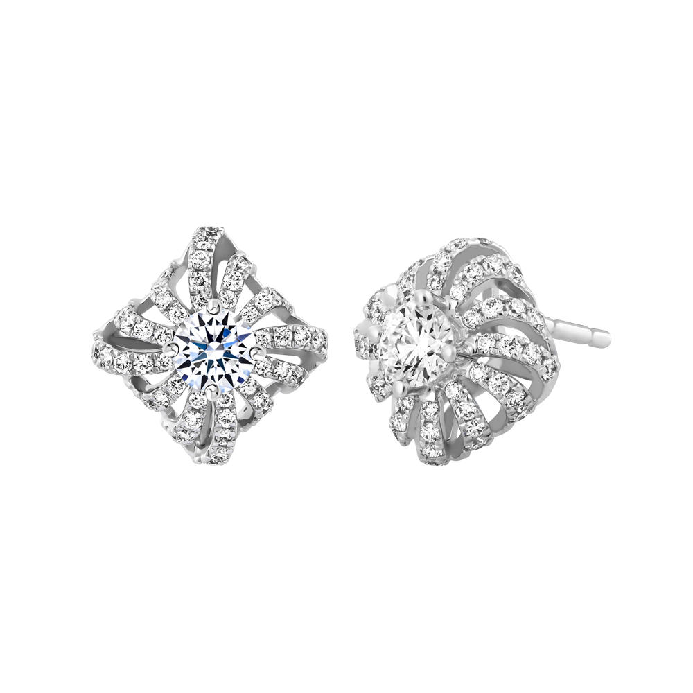 Hoa tai kim cương 8 Hearts & Arrows vàng 14K Jewel N H&A 2C GVER0089338