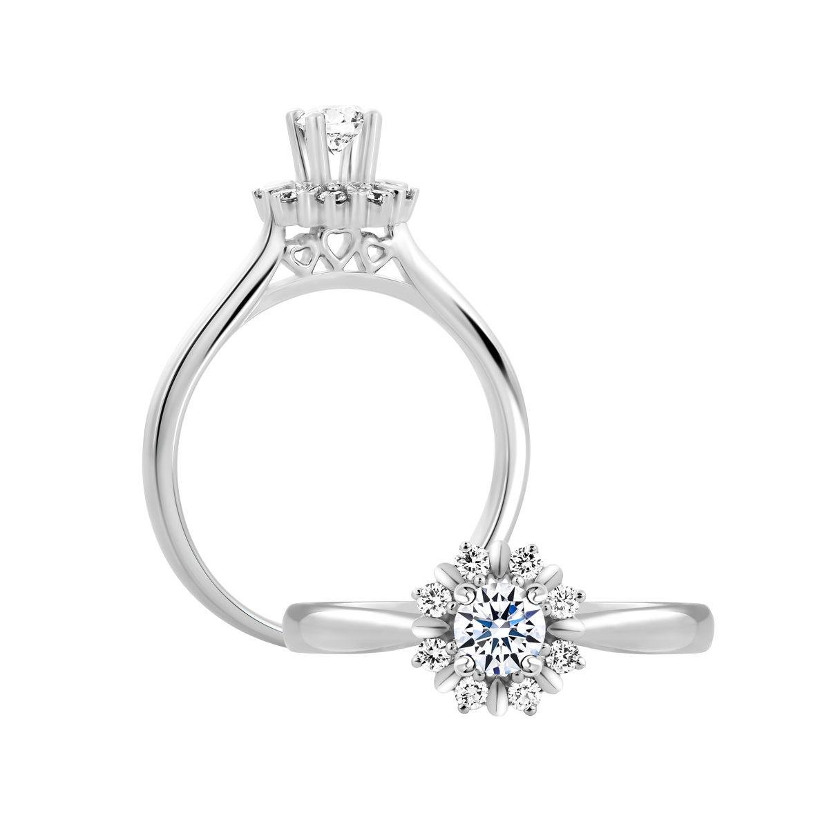 Nhẫn nữ kim cương 8 Hearts & Arrows vàng 14K Richy N H&A 2C