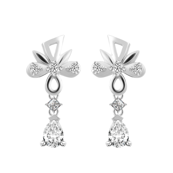 Hoa tai đính đá CZ vàng 14K Solitary