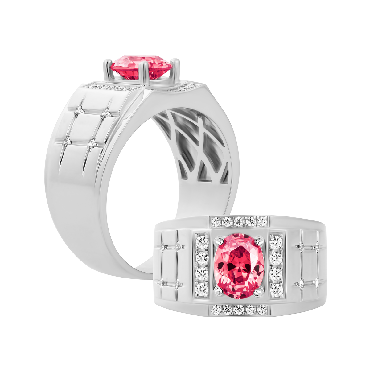 Nhẫn nam đính đá màu Ruby vàng 14K Mathew S.RUB W