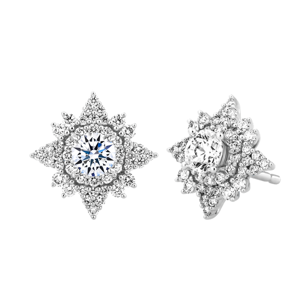 Hoa tai kim cương viên vàng 14K Fervency GIA 3C