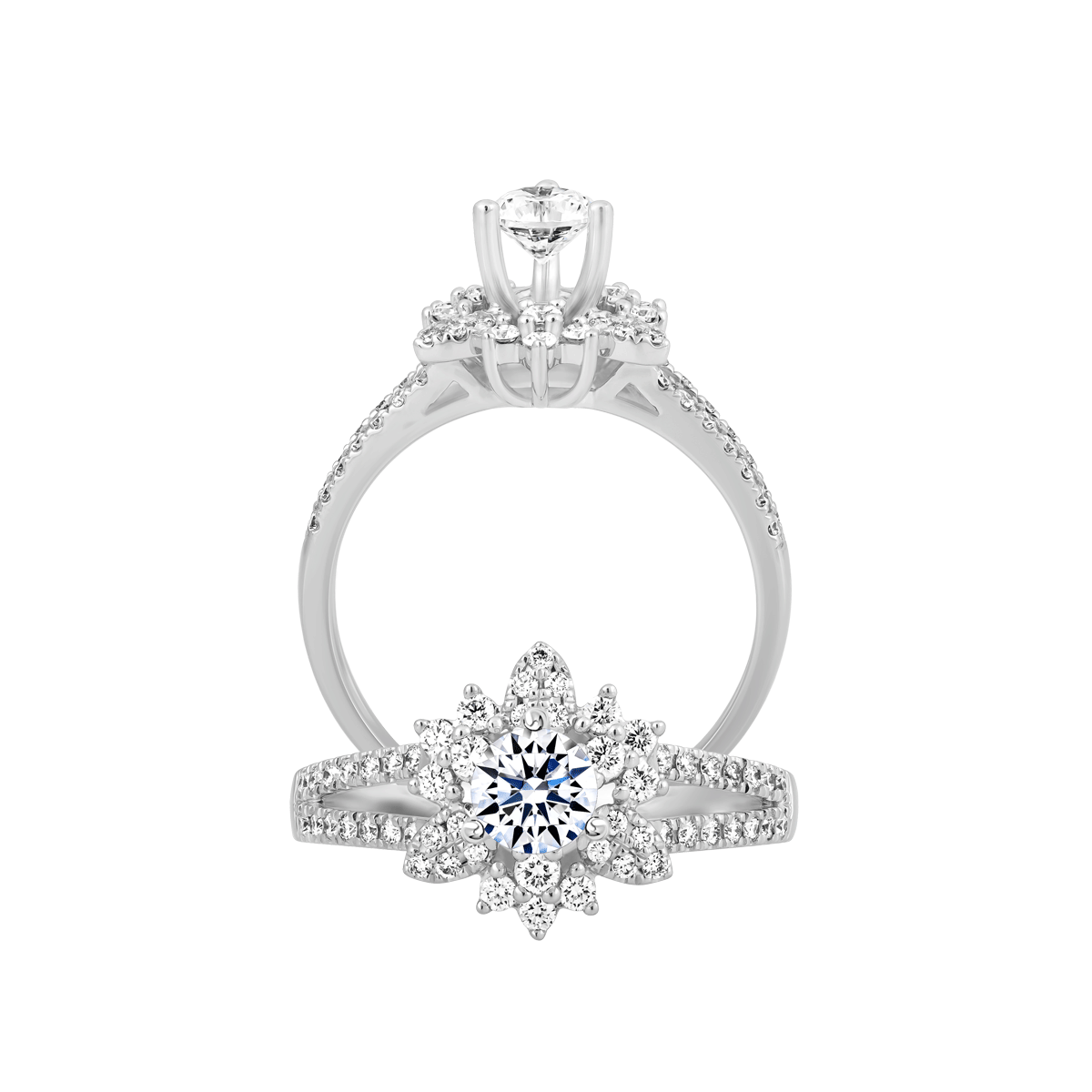 Ổ nhẫn nữ kim cương tấm vàng 14K Jenny 3C