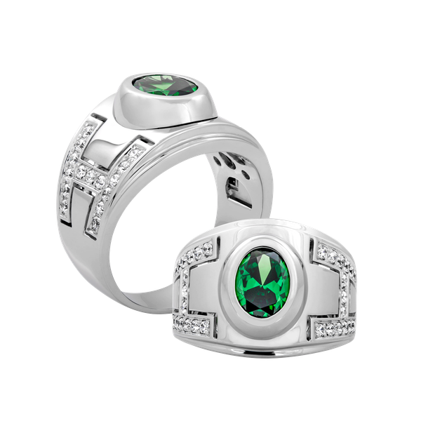 Nhẫn nam đính đá màu Emerald vàng 14K Pride S.Eme W