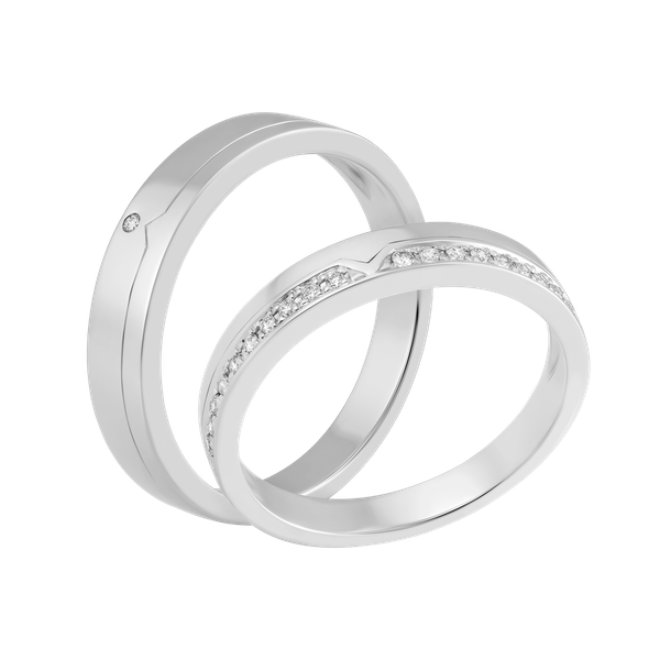 Nhẫn cưới nam kim cương viên vàng 14K Heartiness M