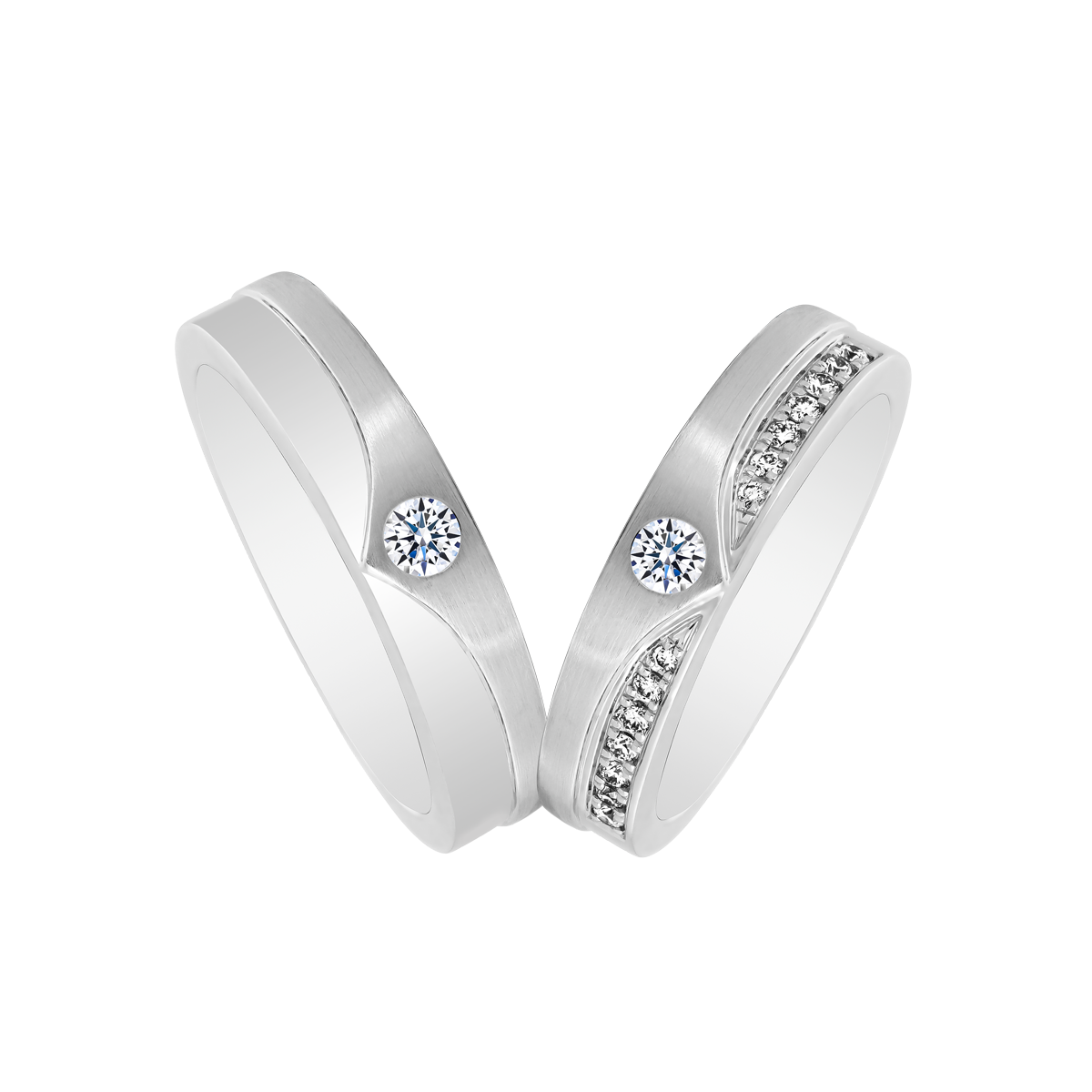 Nhẫn cưới nam kim cương vàng 14K Florencia 5p M