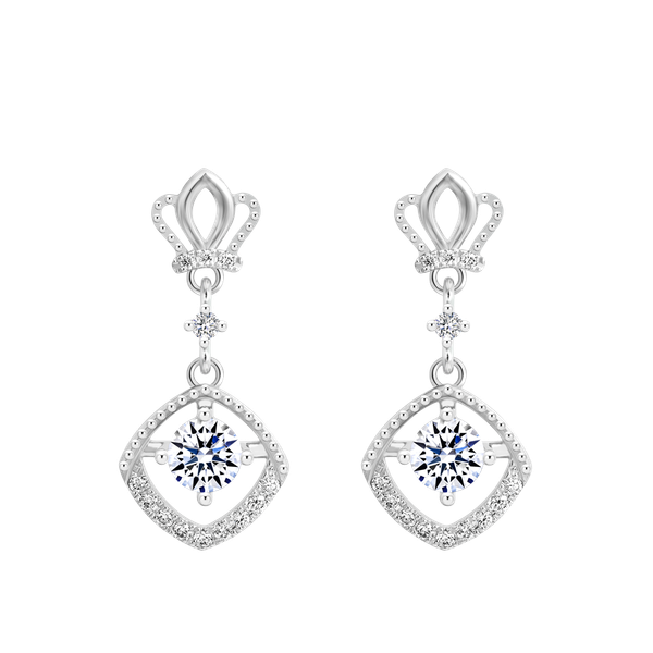 Hoa tai kim cương 8 Hearts & Arrows vàng 14K Amority H&A 2C