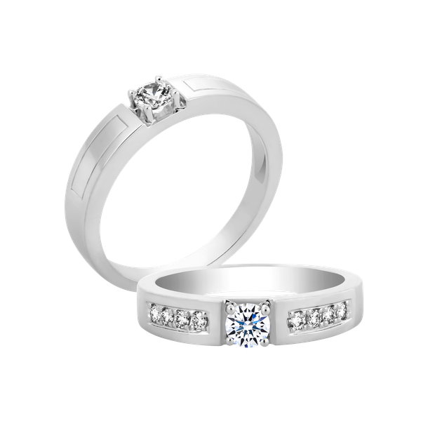 Nhẫn cưới nữ kim cương tấm vàng 14K Carolina 2C F