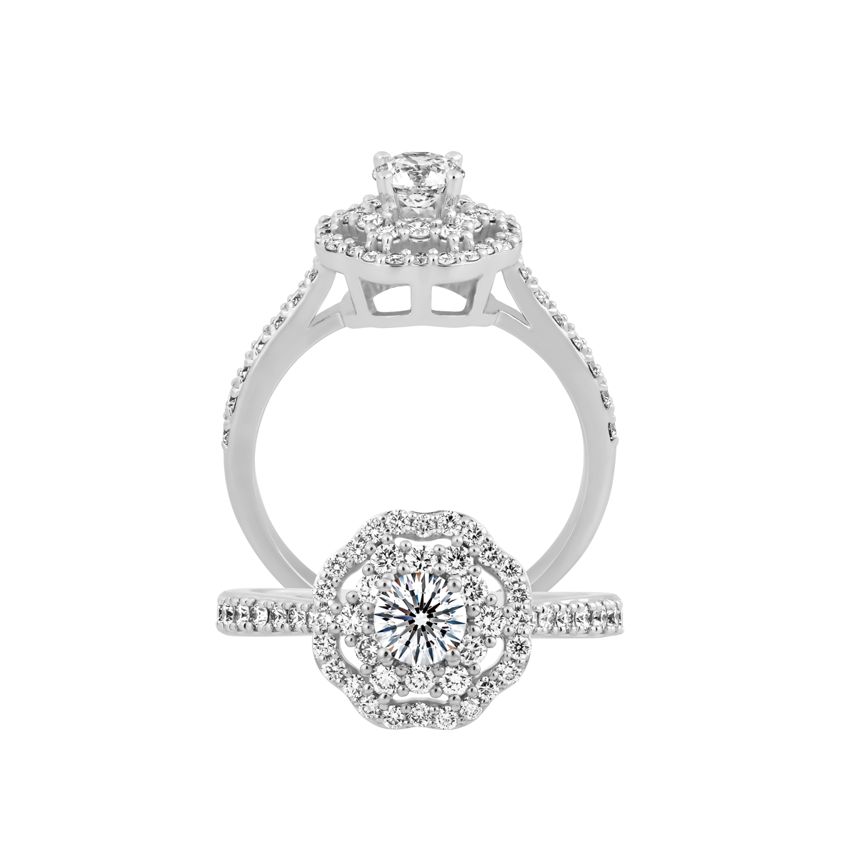 Nhẫn nữ kim cương 8 Hearts & Arrows vàng 14K Baina N H&A 3C GVRG0242272