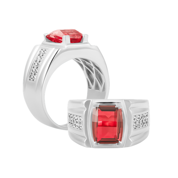 Nhẫn nam đính đá màu Garnet vàng 10K David S.GAR W