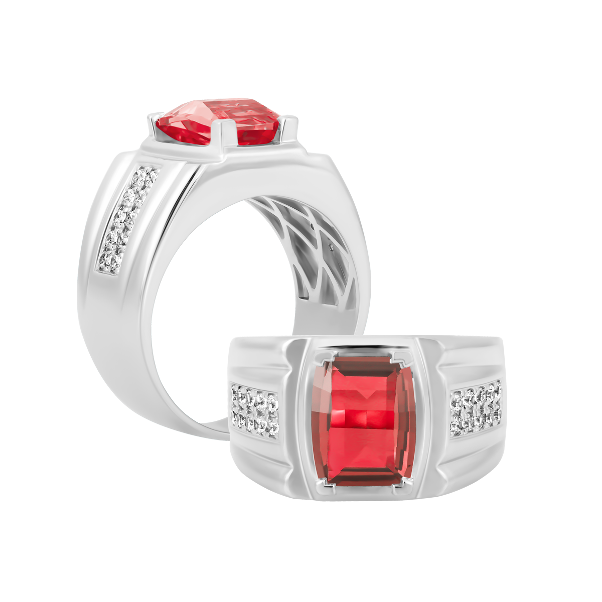 Nhẫn nam đính đá màu Garnet vàng 10K David S.GAR W