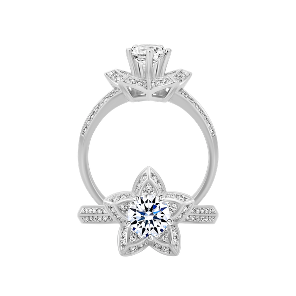 Ổ nhẫn nữ kim cương tấm vàng 14K Shining Star 5C