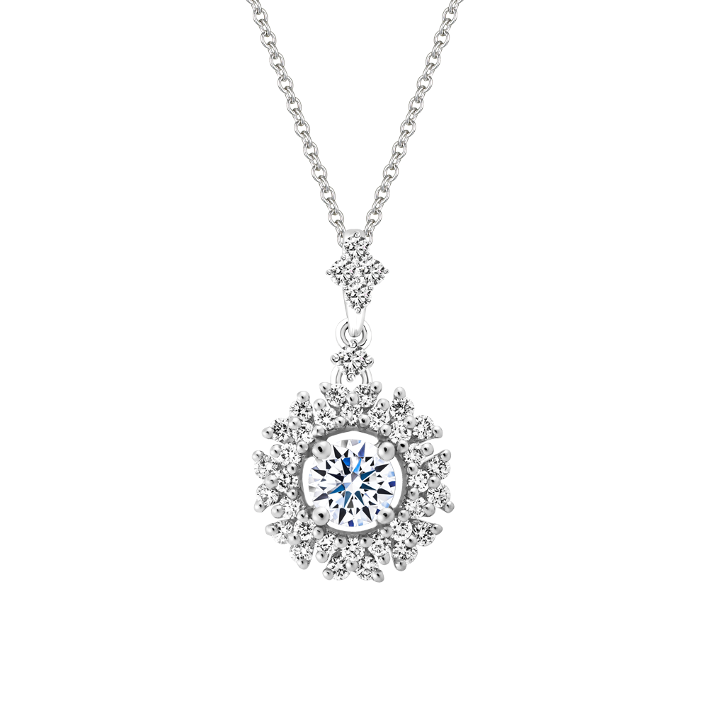 Mặt kim cương 8 Hearts & Arrows vàng 14K Begonia N2 H&A 3C