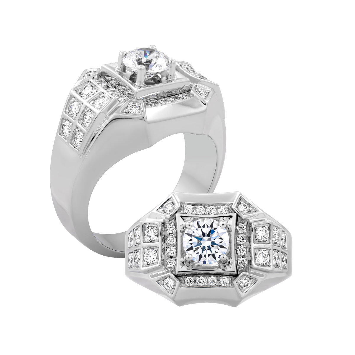 Ổ nhẫn nam kim cương tấm vàng 14K Humming 5C W
