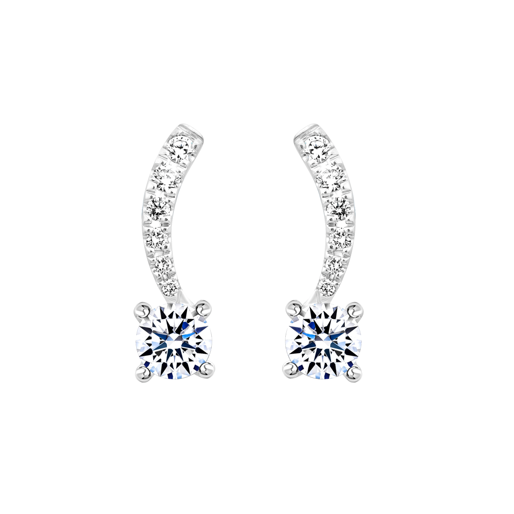 Hoa tai kim cương 8 Hearts & Arrows vàng 14K Vacile H&A 2C