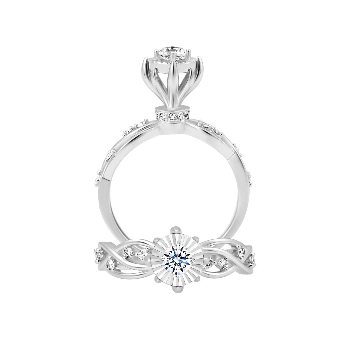 Nhẫn nữ kim cương 8 Hearts & Arrows vàng 14K Carist V2 H&A 2C GVRG0276821