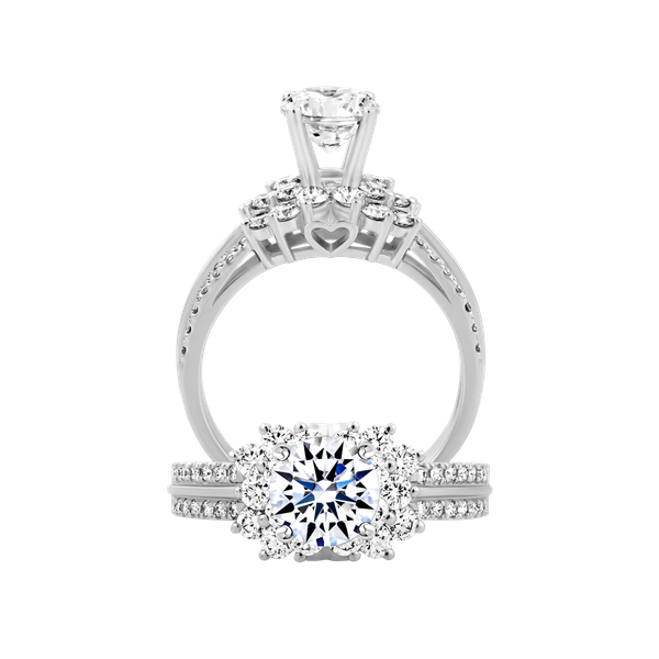 Ổ nhẫn nữ kim cương tấm vàng 14K Horizontal 1CT