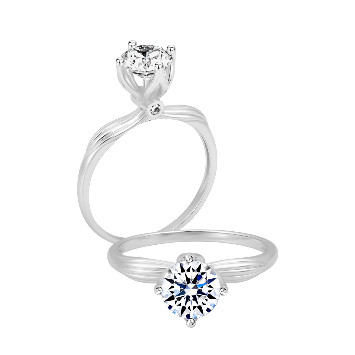 Nhẫn nữ kim cương tấm vàng 14K Lotus flower 1CT