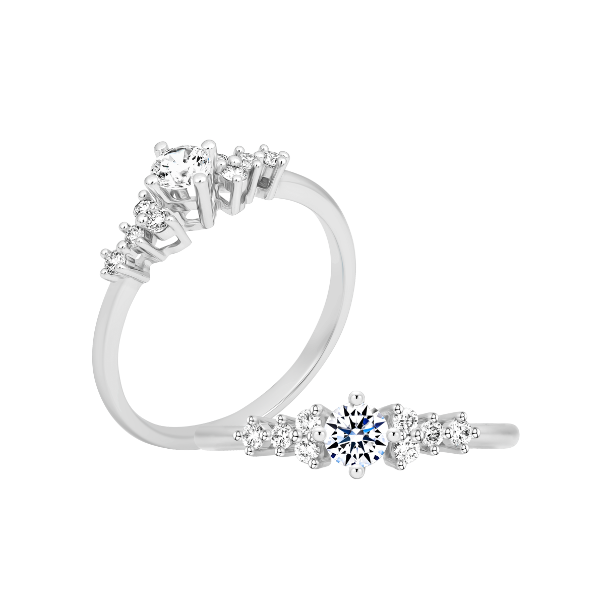 Nhẫn nữ kim cương 8 Hearts & Arrows vàng 14K Fearly H&A 2C