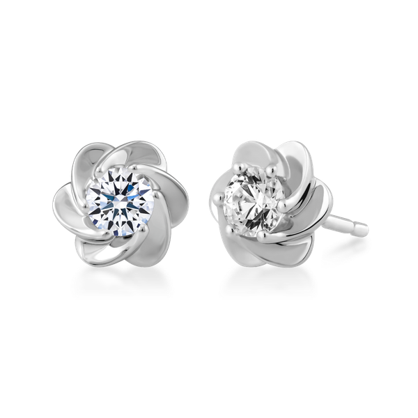 Hoa tai kim cương 8 Hearts & Arrows vàng 14K Camelia NS H&A 2C GVER0091096