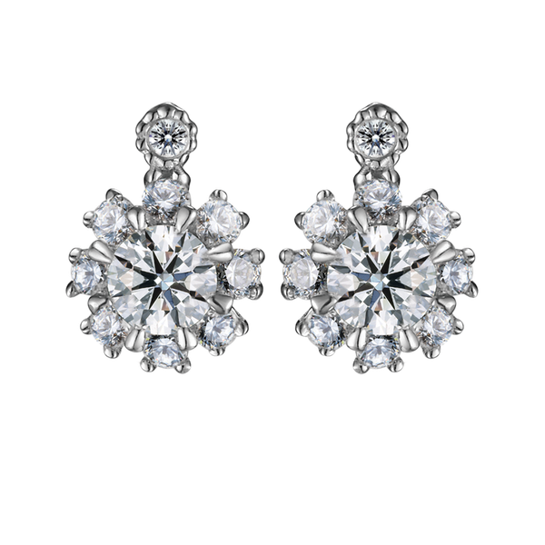 Hoa tai kim cương tấm vàng 14K Frozen S 2C