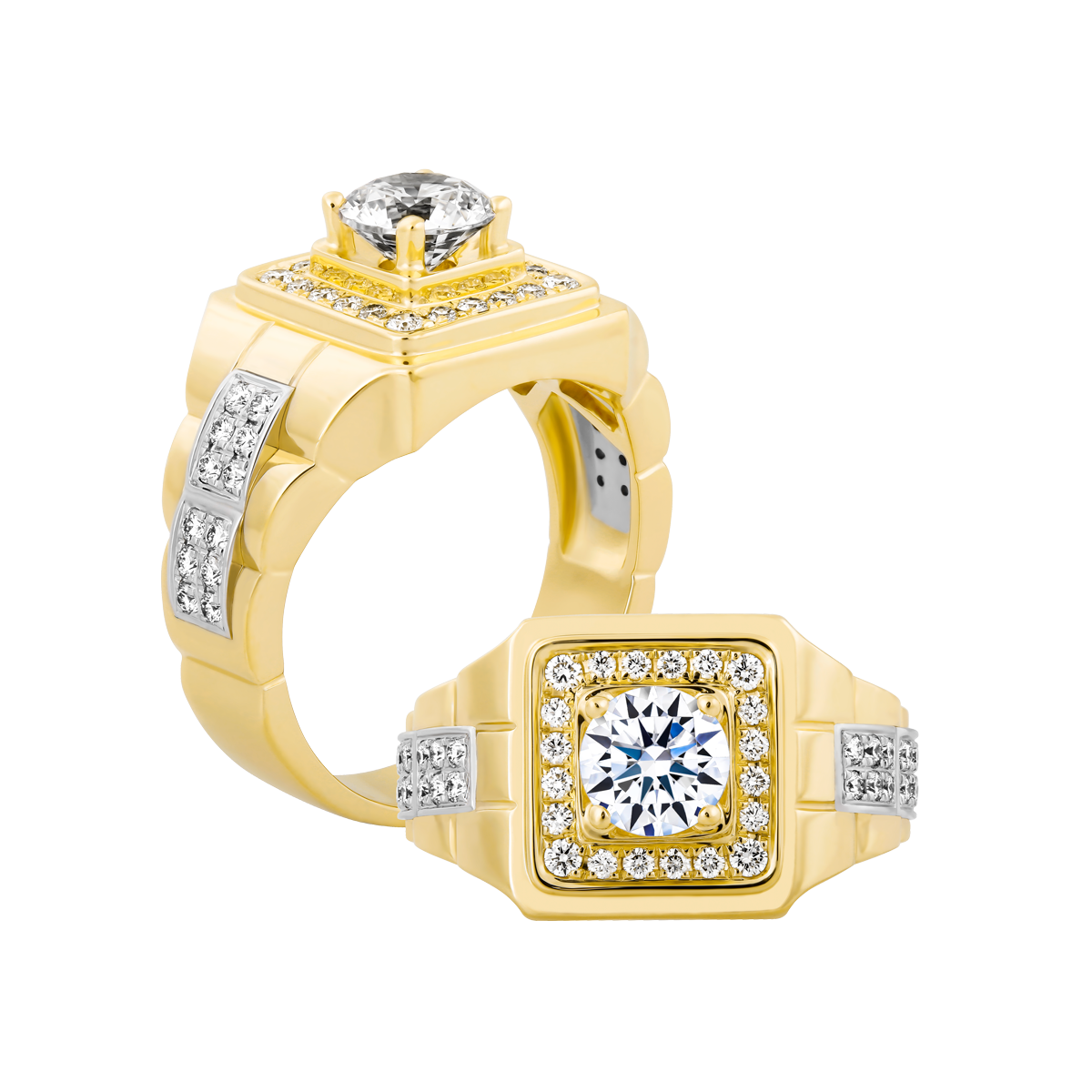 Ổ nhẫn nam kim cương tấm vàng 14K Roger 1CT YW