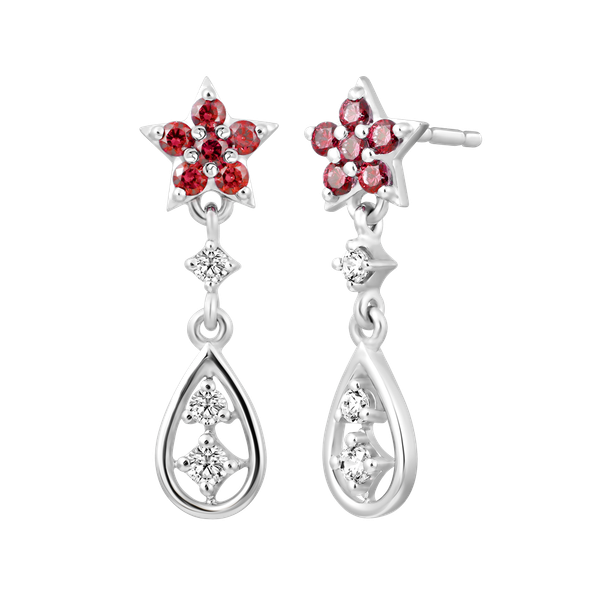 Hoa tai đính đá CZ vàng 14K Sheeny RED