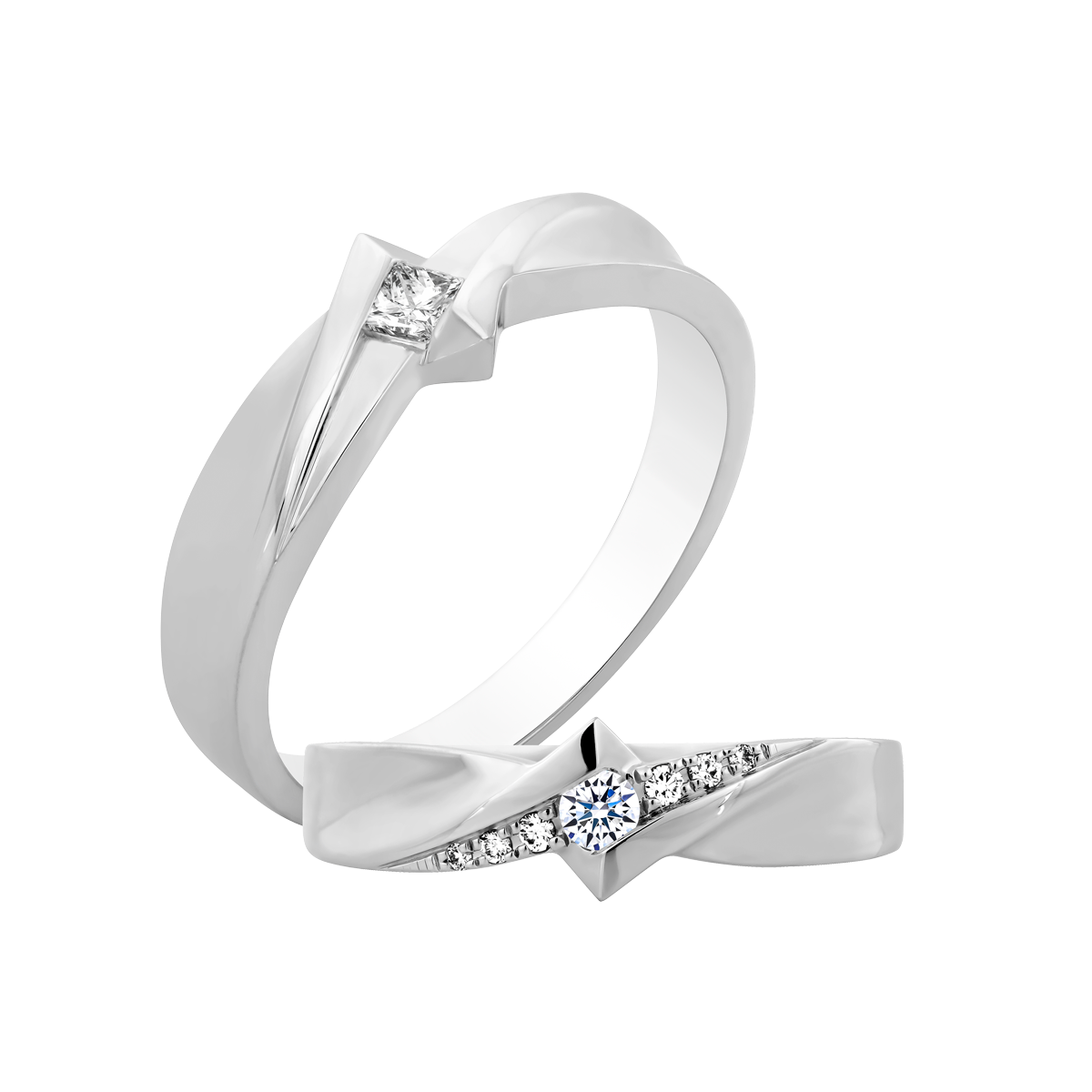 Nhẫn cưới nữ kim cương viên vàng 14K Luminous RD2C F