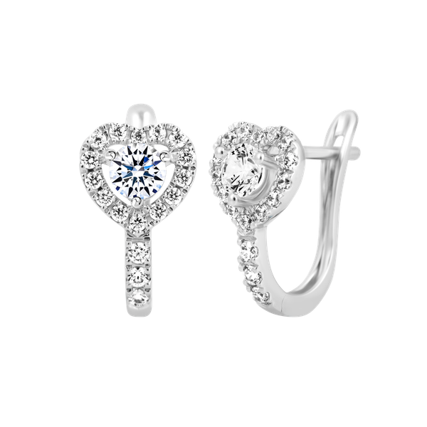 Hoa tai đính đá CZ vàng 10K Heartify 2C