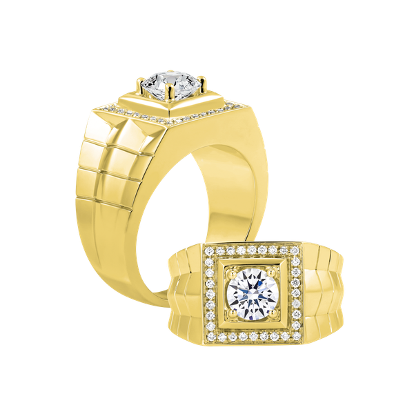 Nhẫn nam kim cương tấm vàng 14K Huracan 1CT Y