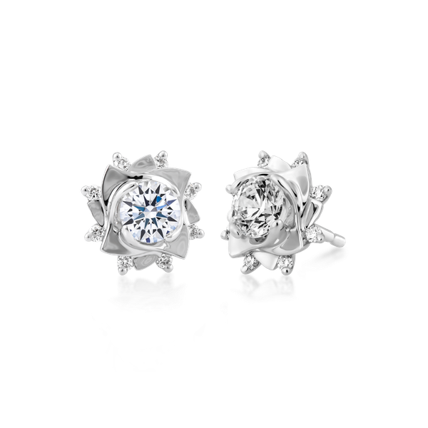 Ổ Bông kim cương tấm vàng 14K Jasmine S 3C