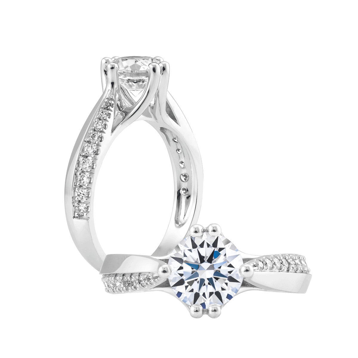 Nhẫn nữ kim cương viên vàng 14K Feature GIA 3C