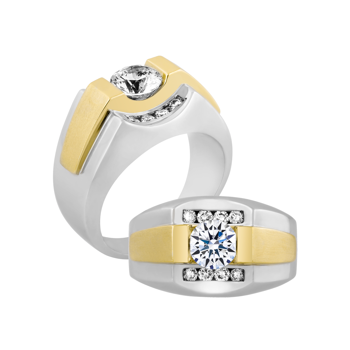 Nhẫn nam kim cương tấm vàng 14K Rolan N2 1CT WY
