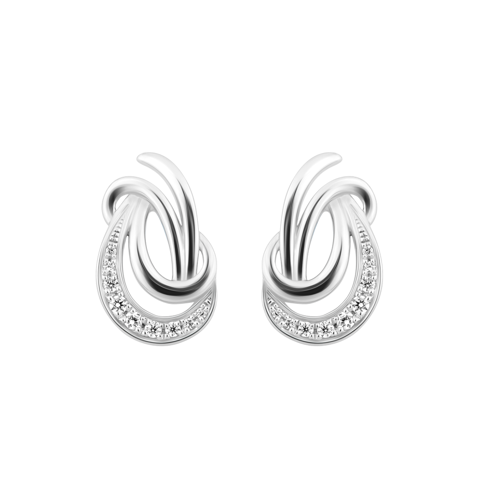 Hoa tai đính đá CZ vàng 14K Idasan