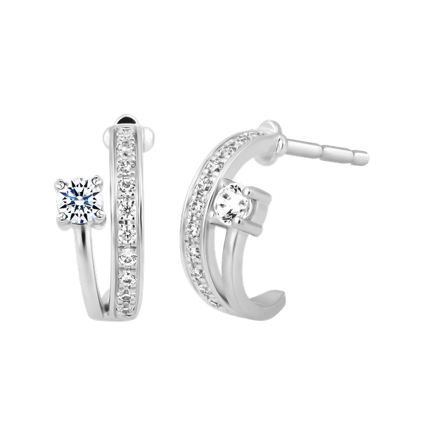 Hoa tai đính đá CZ vàng 14K Fancing 5p