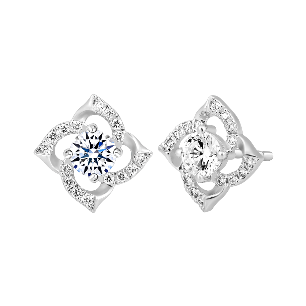 Hoa tai kim cương viên vàng 14K Floreting GIA 2C GVER0102791M