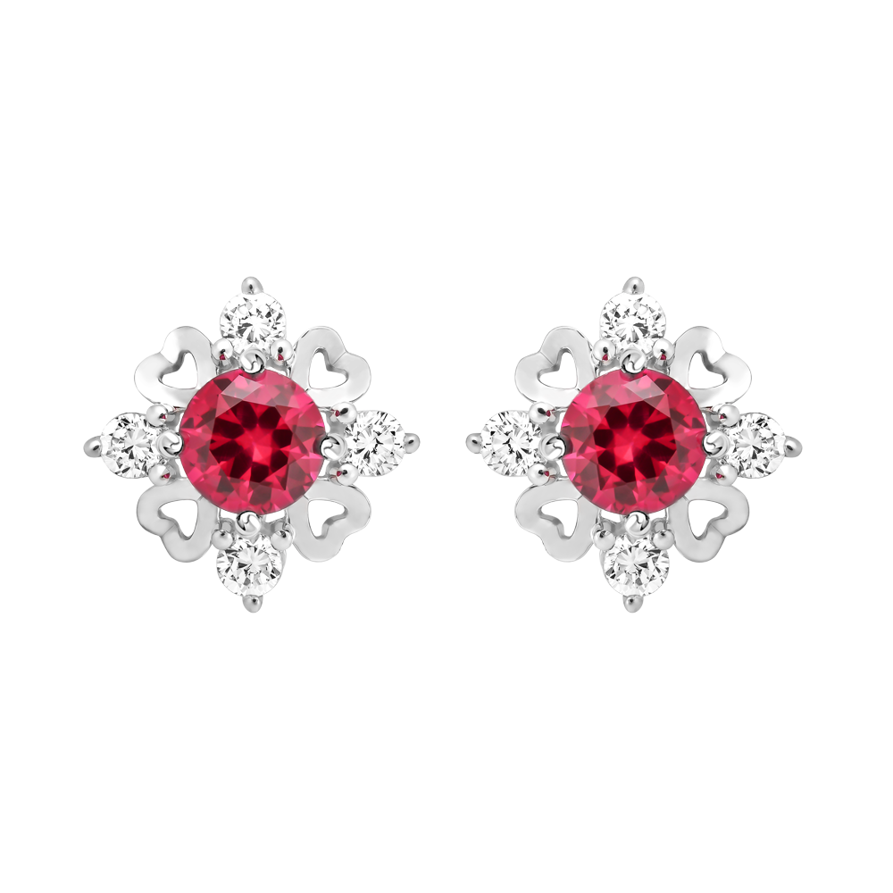 Hoa tai đính đá màu Ruby vàng 14K Edition S.RUB