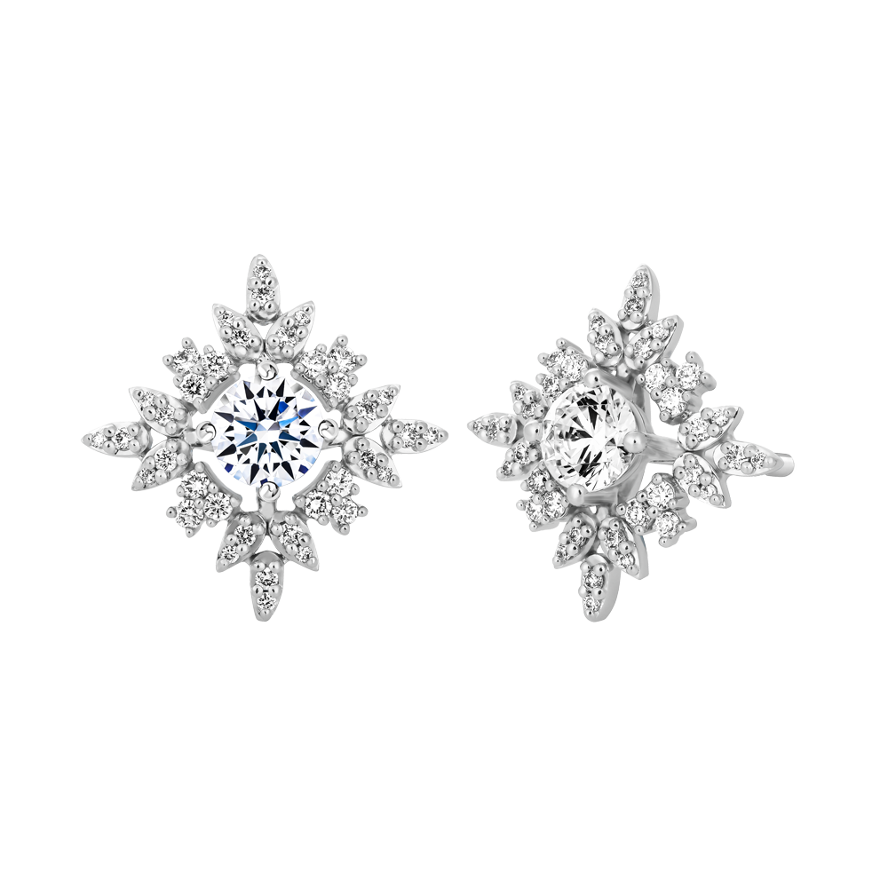 Hoa tai kim cương viên vàng 14K Entirely GIA 3C