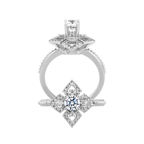 Nhẫn nữ kim cương 8 Hearts & Arrows vàng 14K Luxurious H&A 2C GVRG0253856