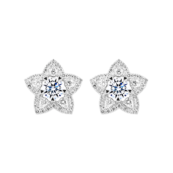 Hoa tai đính đá CZ vàng 14K Enzian 2C