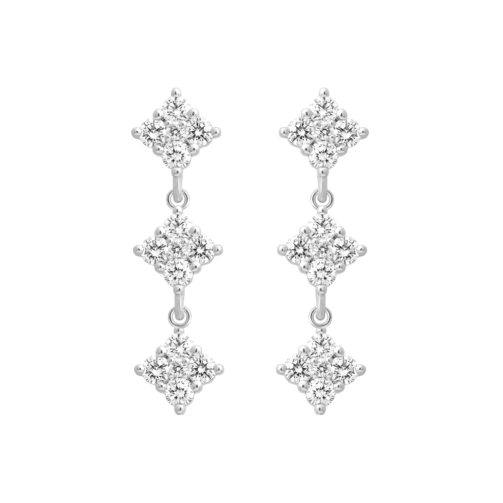 Hoa tai kim cương viên vàng 14K Sighting